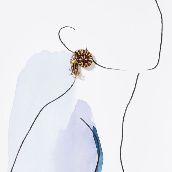 Deepa Gurnani x Anthropologie Samudra Beaded Nautilus Shell Earrings - Picture 3 of 8